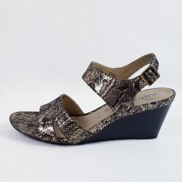 Anne Klein Sarry Wedge Snake Print Sandal - New - Picture 6 of 10